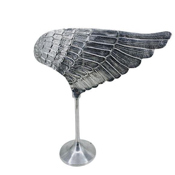Wing Sculpture Silvertone Decorative Collectible Statue 17.5" x 15.5" - Picture 1 of 7